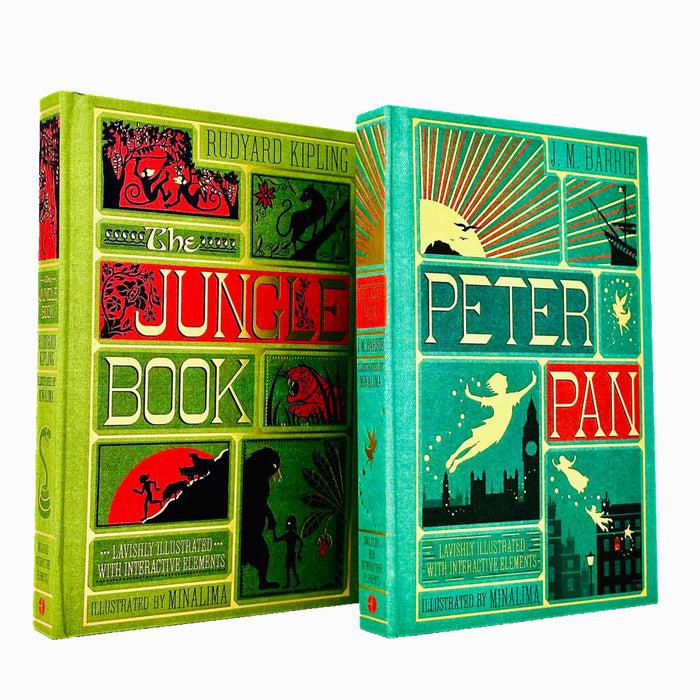The Jungle Book By Rudyard Kipling & Peter Pan By J. M Barrie (Minalima Edition) 2 Books Collection Set  (HB) - The Book Bundle