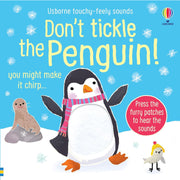 Don't Tickle Touchy Feely Sound Books collection by Sam Taplin featuring Penguin, Dragon, and Santa with textured pages for kids.