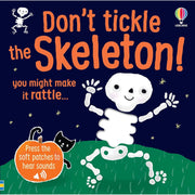 Touchy feely sound books from the Don't Tickle series by Sam Taplin, featuring Ghost, Skeleton, and Rhino with textured pages.