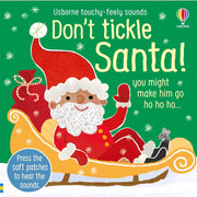 Set of three Touchy Feely Sound Books by Sam Taplin featuring Penguin, Dragon, and Santa themes, published by Usborne.