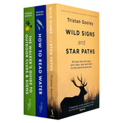 Set of three paperback books by Tristan Gooley on outdoor clues, water reading, wild signs, and star paths for nature navigation.
