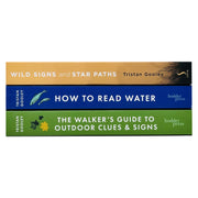 Set of three paperback books by Tristan Gooley on outdoor clues, water reading, wild signs, and star paths for navigation skills.