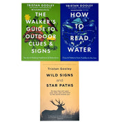 Collection of three paperback books by Tristan Gooley on outdoor clues, water reading, wild signs, and star paths.