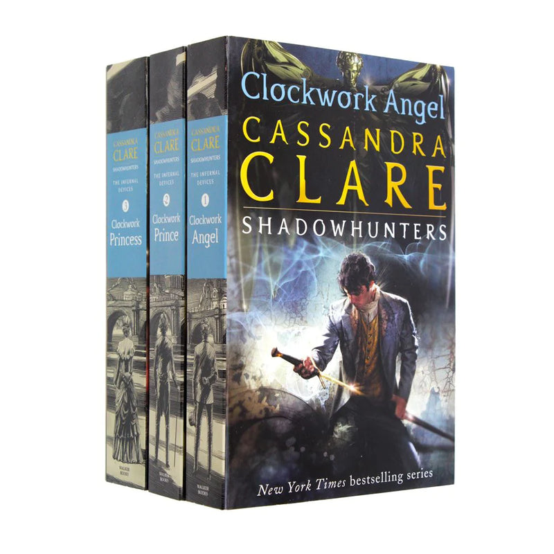 The Infernal Devices 3-book collection by Cassandra Clare in paperback, featuring colorful cover artwork and classic Gothic design.