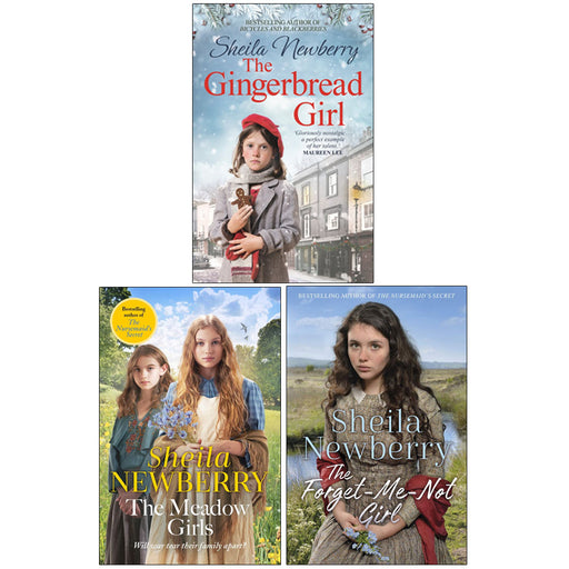 Set of three Sheila Newberry Zaffre books including The Meadow Girls, The Forget-Me-Not Girl, and The Gingerbread Girl, displayed together.