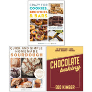 Set of three baking books by Edd Kimber, Jane Mason, and Dorothy Kern featuring chocolate, sourdough, and homemade baking recipes.