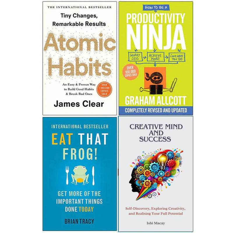 Atomic Habits, How to be a Productivity Ninja, Eat That Frog, Creative Mind And Success 4 Books Collection Set - The Book Bundle