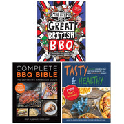 Beefy Boys' BBQ and healthy eating book collection set, featuring three non-fiction cookbooks with colorful covers.