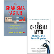 Set of two non-fiction paperbacks, The Charisma Myth by Olivia Fox Cabane and The Charisma Factor by Leesa Rowland, featuring book covers.