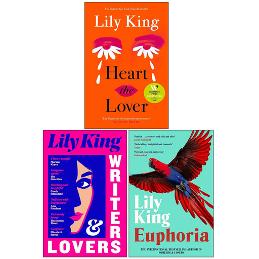 Collection of three Lily King books: Heart The Lover, Euphoria, Writers & Lovers, with cover art displayed in a mixed format set.