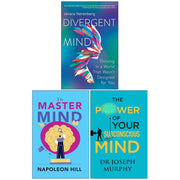 Collection of three paperback books including Divergent Mind, The Master Mind, and The Power of Your Subconscious Mind by Napoleon Hill and others.