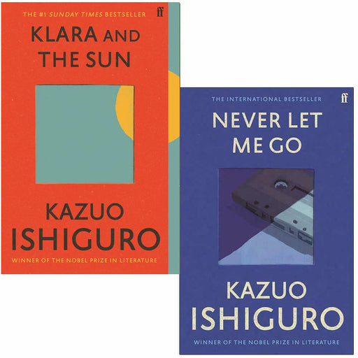 Two Kazuo Ishiguro books, "Klara and the Sun" and "Never Let Me Go," from Faber & Faber, with covers displayed in the collection set.