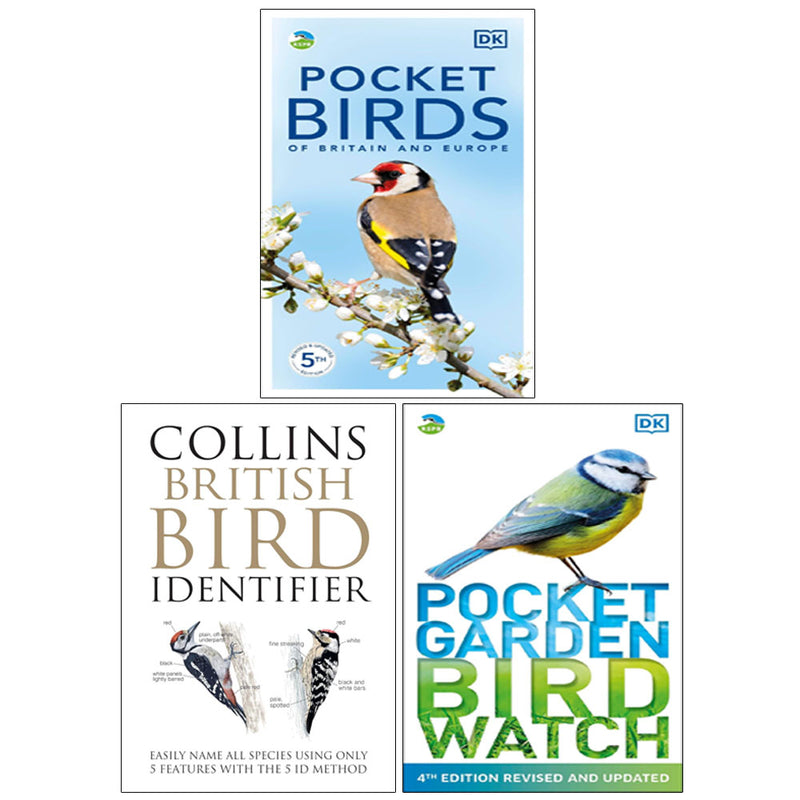 Collins British Bird Identifier, RSPB Pocket Garden Birdwatch - 3 Books Collection Set - Non Fiction - Mixed Format