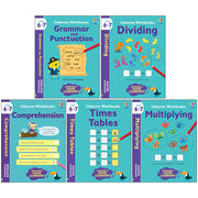 Set of five Usborne Publishing Ltd non-fiction workbooks by Bathie Holly, featuring colorful paperback educational activity books.