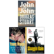 Three-book set of Douglas Stuart's fiction including Young Mungo, Shuggie Bain, and John Of John, with book covers displayed.