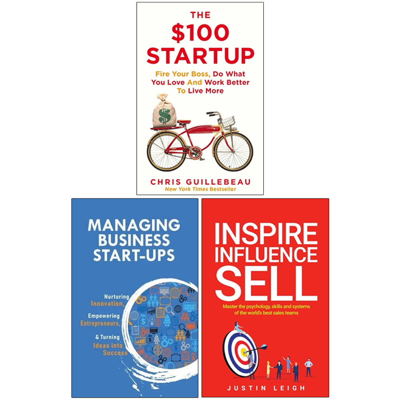 The $100 Startup, Managing Business Start-Ups, Inspire, Influence, Sell 3 Books Collection Set - Non Fiction - Paperback