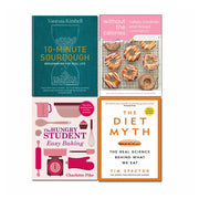 Set of four hardback books on healthy baking and diet by Vanessa Kimbell, featuring educational content on nutritious baking techniques.