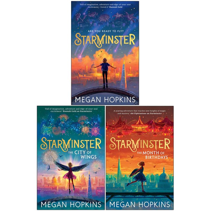 Starminster 3-book collection set by Megan Hopkins, fiction paperback series featuring colorful cover art and book spines.