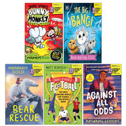 World Book Day 2026 collection of 5 children's books including Bunny vs Monkey, Unbelievable Football, and Bear Rescue by various authors.