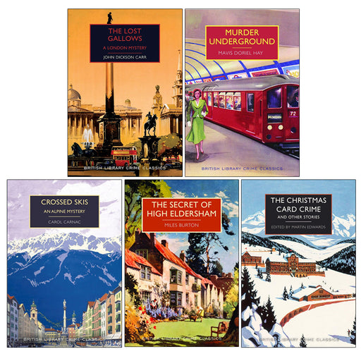 Five paperback British Library Crime Classics including works by Mavis Doriel Hay, John Dickson Carr, and Martin Edwards.