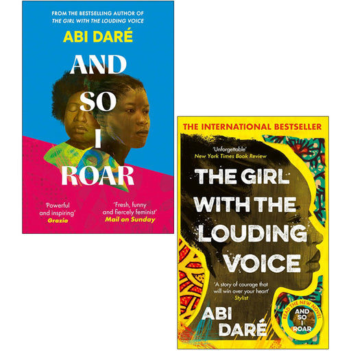 Abi Daré's fiction paperback collection of "And So I Roar" and "The Girl With The Louding Voice" books, featuring colorful cover art.