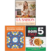 Set of three non-fiction cookbooks on Spanish cuisine by Manon Lagrève, Iota, and Gabriela Llamas, featuring beginner recipes and cooking tips.