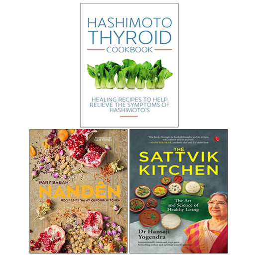 Hashimoto Thyroid Cookbook set by Izabella Wentz and others, featuring healthy recipes for thyroid health, shown in image.