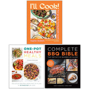 Collection of three non-fiction cookbooks including BBQ, healthy meals, and one-pot recipes by Sophie Godwin, Andy Husbands, and others.