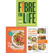 Three cookbook collection set featuring plant-based fiber and protein recipes by Rhiannon Lambert, Dr. Khosro Ezaz-Nikpay, and Robin Robertson.