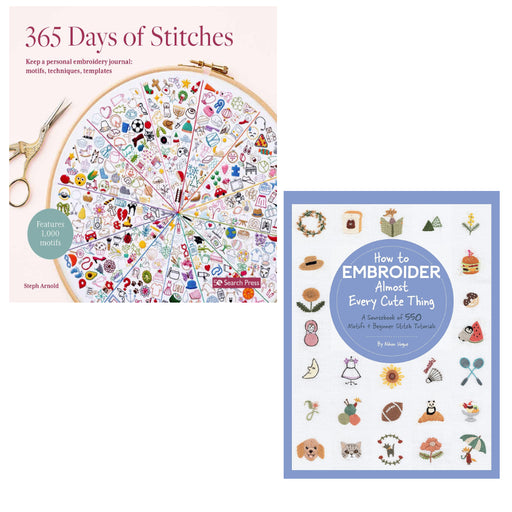 365 Days of Stitches & How to Embroider Almost Every Cute Thing 2 Books Set - The Book Bundle
