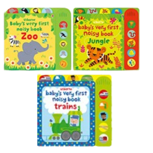 Baby's Very First Noisy Book 3 Books Set (Zoo , Jungle , Train ) - The Book Bundle