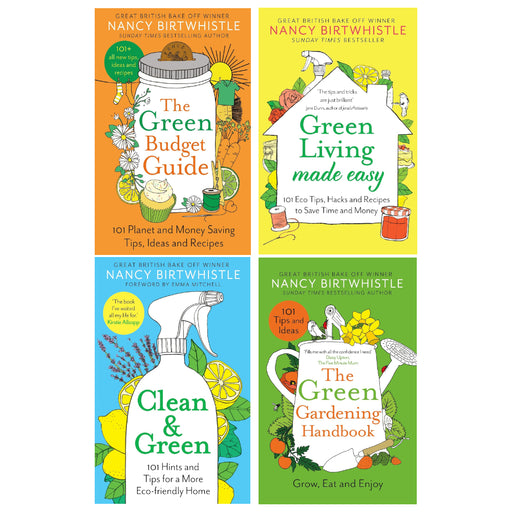 Nancy Birtwhistle 4 Books Set (The Green Budget Guide, Green Living Made Easy, Clean & Green, The Green Gardening Handbook) (HB) - The Book Bundle