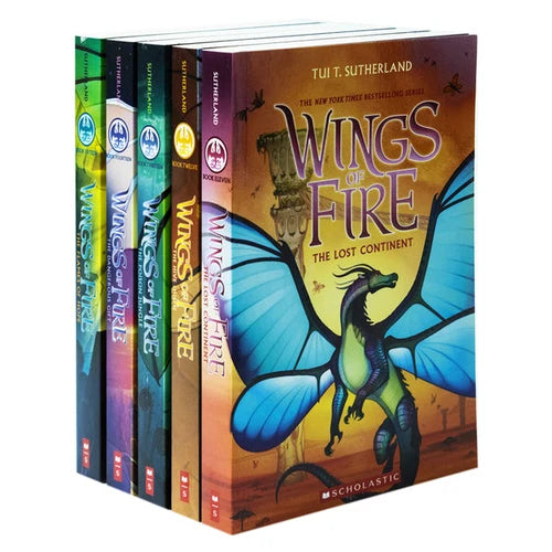 Wings of Fire Series Collection 5 books set by Tui T. Sutherland, featuring colorful dragon book covers from books 11 to 15.
