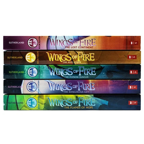 Wings of Fire Series Collection 5 Books Set by Tui T. Sutherland, featuring colorful book covers from the Dragon Fantasy series.