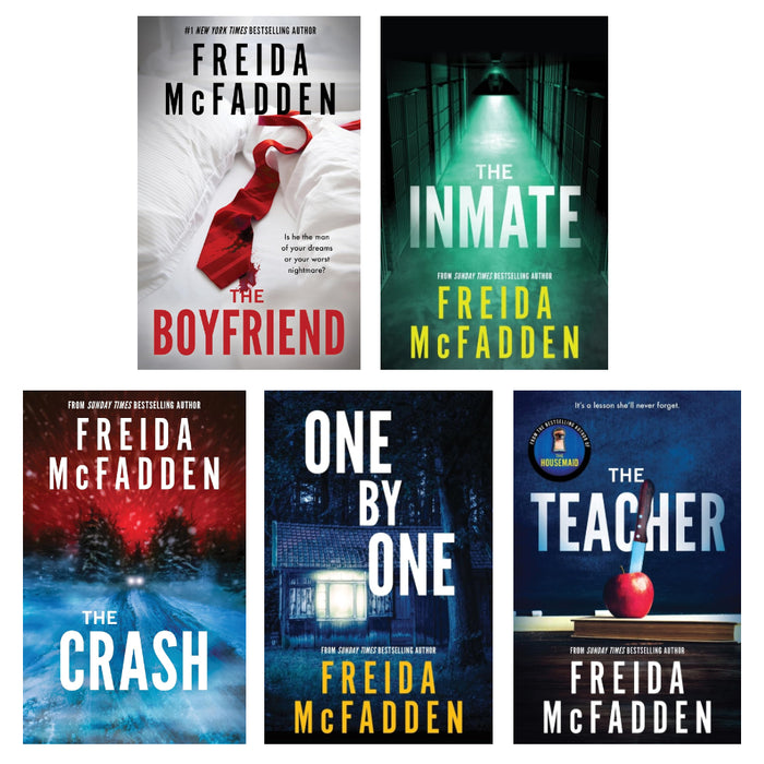 Freida McFadden 5 Books Set (The Inmate, The Boyfriend, The Crash, The Teacher, One by One) - The Book Bundle