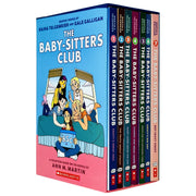 Full-color Scholastic Babysitters Club graphic novel box set by Ann M. Martin, featuring books 1-7 in a paperback edition.