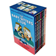 Colorful image of the Babysitters Club Graphix box set featuring books 1-7, paperback graphic novels by Ann M. Martin.