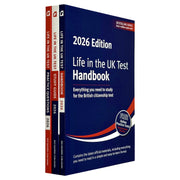 Set of three Life in the UK Test 2026 books by Henry Dillon and Alastair Smith, including practice questions, handbook, and study guide.