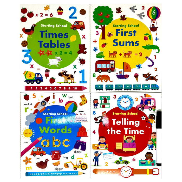 Wipe Clean Starting School Activity Pack Collection 4 Books Set (with pen) - The Book Bundle