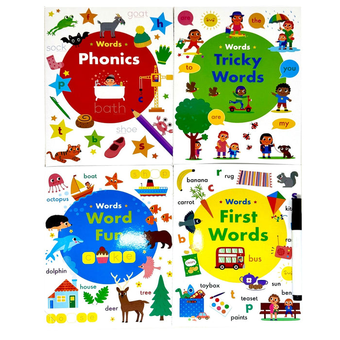 Wipe Clean Words Activity Pack Collection 4 Books Set (with pen) - The Book Bundle