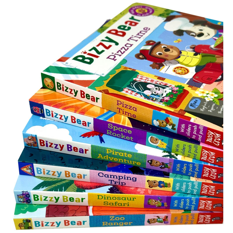 Bizzy Bear: Series 2 Collection 6 Board Books Set by Benji Davies (Zoo Ranger, Dinosaur Safari, Camping Trip, Pirate Adventure, Space Rocket & Pizza Time) - The Book Bundle