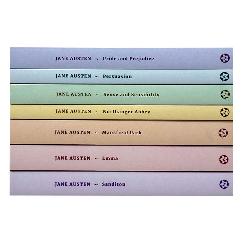 Seven-book box set of Jane Austen classic novels by Wordsworth Editions, featuring elegant covers and classic literature.