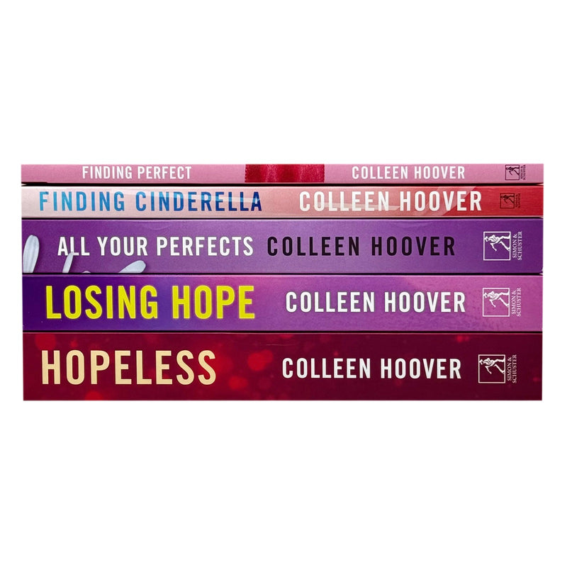 Five paperback books from the Hopeless Series by Colleen Hoover, fiction collection set, featuring eye-catching covers.