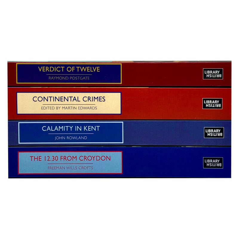 Set of four British Library Crime Classics paperbacks featuring works by Raymond Postgate and Freeman Wills Crofts.