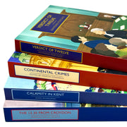 Set of four British Library Crime Classics paperbacks featuring works by Raymond Postgate and Freeman Wills Crofts.