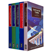 Set of five paperback British Library Publishing mystery books by John Bude and Raymond Postgate, featuring classic detective fiction.
