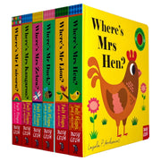 Felt flaps and mirror from Ingela P Arrhenius Series 6 Books Collection set for ages 0-2, featuring colorful illustrations on a board book.