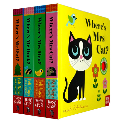 Felt Flaps Series 4 baby and toddler board books by Nosy Crow, featuring colorful illustrations by Ingela P Arrhenius.