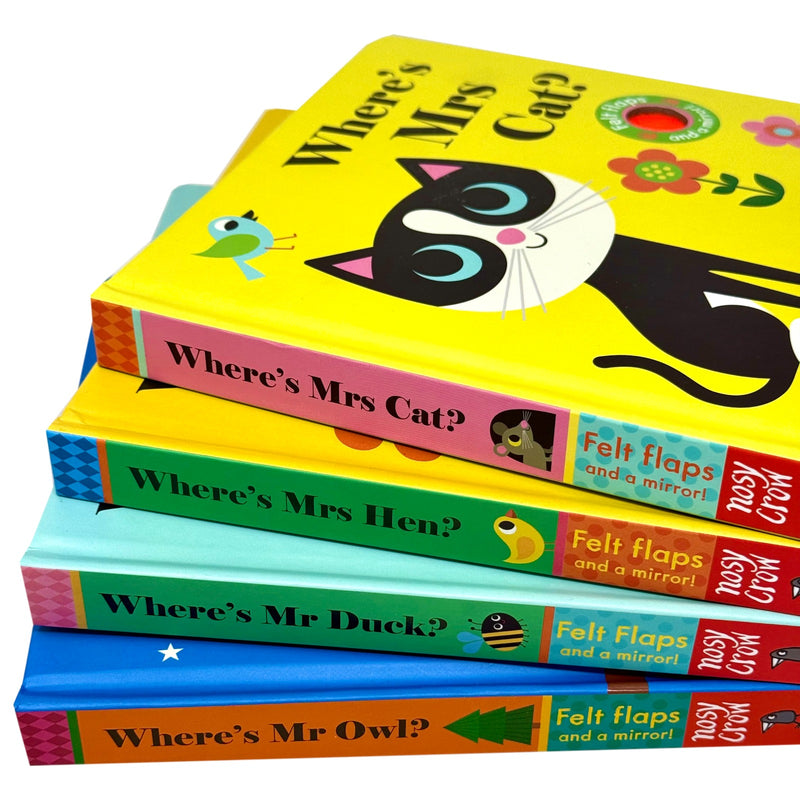 Felt Flaps Series 4 baby and toddler board books by Ingela P Arrhenius, featuring colorful illustrations for ages 0–2.