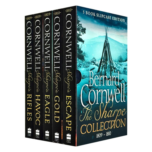 Sharpe Series Books 6-10 collection box set by Bernard Cornwell, featuring titles like Sharpe's Rifles and Eagle, hardcover editions